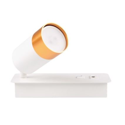 Väggstrålkastare med USB-laddare 1xGU10/35W/230V vit/gyllene