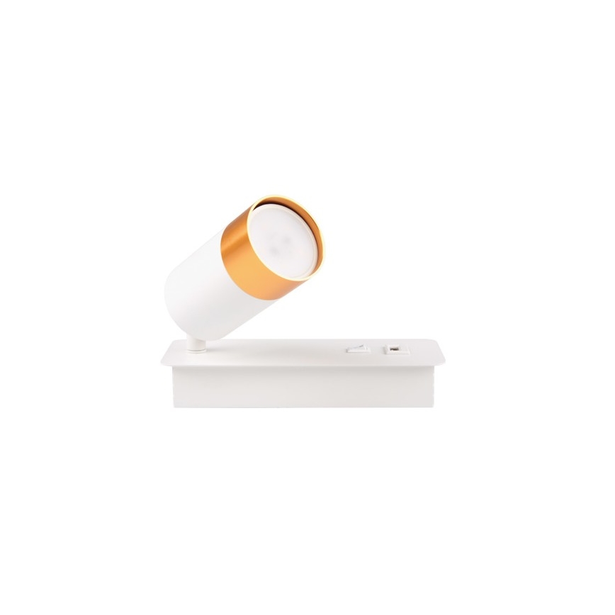Väggstrålkastare med USB-laddare 1xGU10/35W/230V vit/gyllene