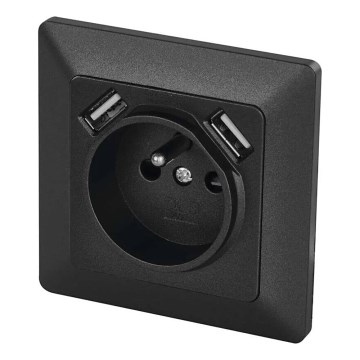 Vägguttag med USB 250V/16A antracit