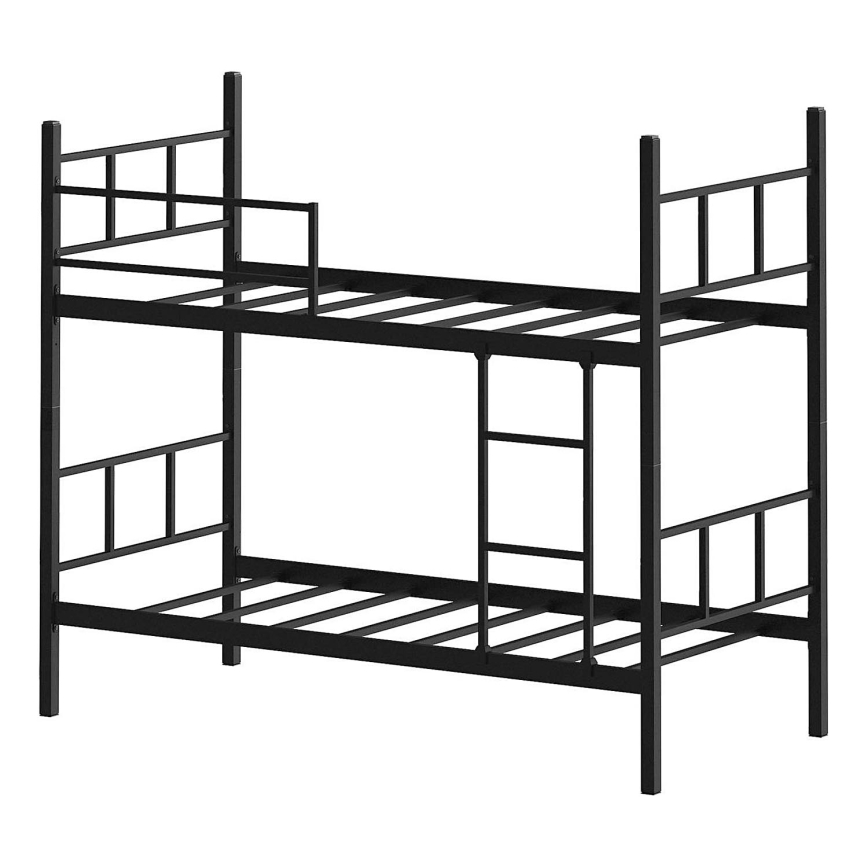 Våningssäng i metall MAVEN 90 x 200 cm, svart – maxbelastning 2 x 100 kg