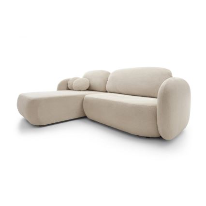 Vänsterhörnsoffa med bäddfunktion och förvaringsutrymme i L-form OLBIA beige