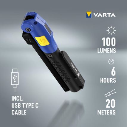 Varta 18649101401 - LED uppladdningsbar ficklampa WORK FLEX F20R LED/5V IP54