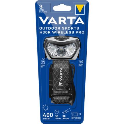 Varta 18650101401 - LED Ljusreglerad rechargeable headlamp med trådlös laddning OUTDOOR SPORTS LED/5V 1800mAh IPX7