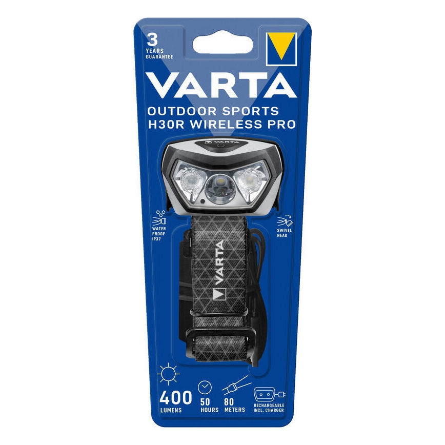 Varta 18650101401 - LED Ljusreglerad rechargeable headlamp med trådlös laddning OUTDOOR SPORTS LED/5V 1800mAh IPX7