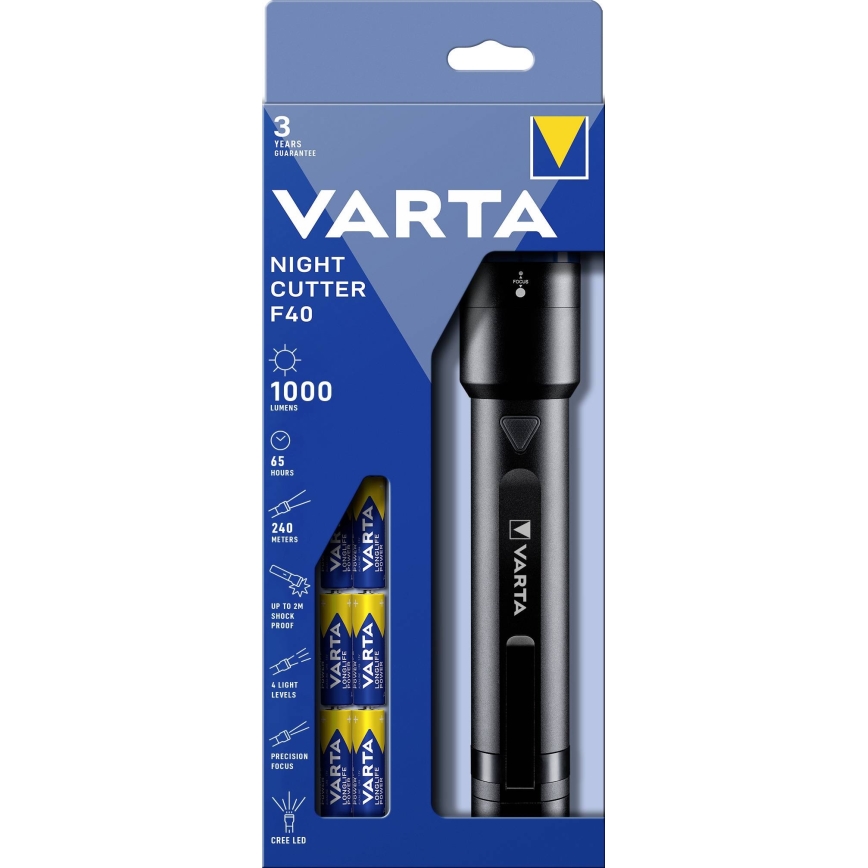 Varta 18902101121 - LED Ljusreglerad flashlight NIGHT CUTTER LED/6xAA IPX4