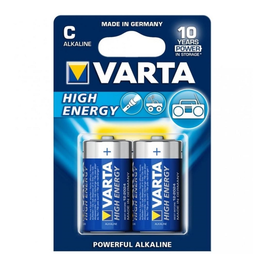 Varta 4914 - 2 st Alkaliska batterier HIGH ENERGY C 1,5V