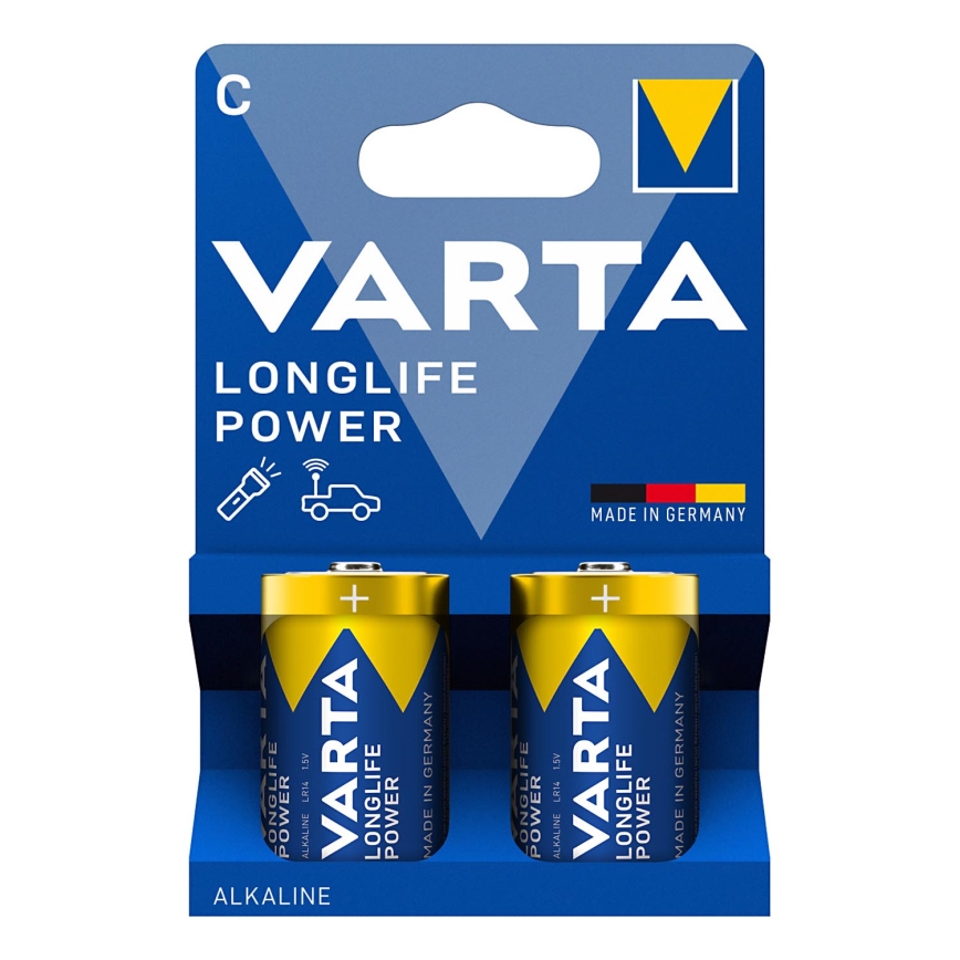 Varta 4914121422 - 2 st Alkalinebatterier LONGLIFE POWER LR14/C 1,5V