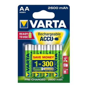 Varta 5716 - 4st Laddningsbara Batterier ACCU AA NiMH/2600mAh/1,2V