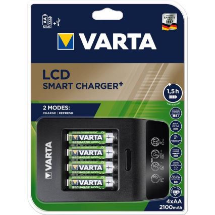 VARTA 57684 - LCD Smart Laddare 4xAA/AAA charging 1,5h