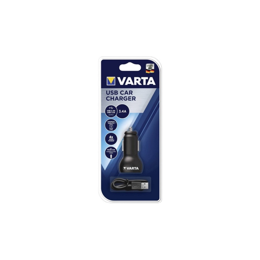 VARTA 57931 - Laddare Biladapter USB 12V