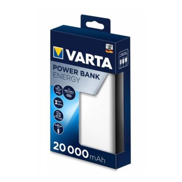 Varta 57978101111  - Batteriladdare ENERGY 20000mAh/2x2,4V vit