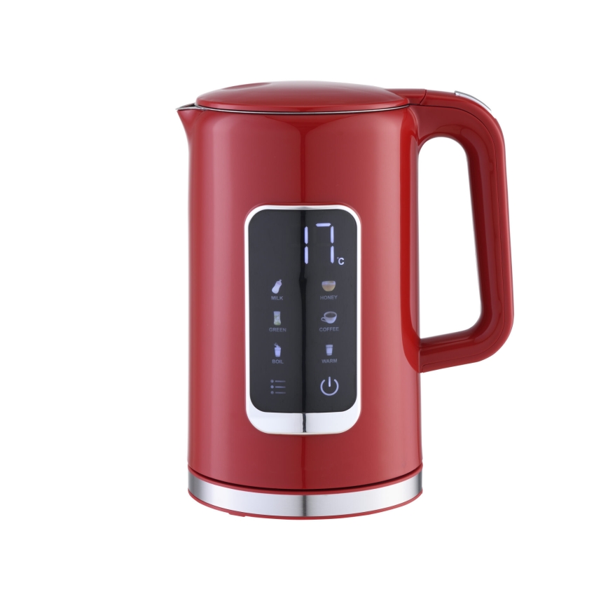 Vattenkokare med LCD display 1,7 l 2200W/230V röd + resemugg 450 ml