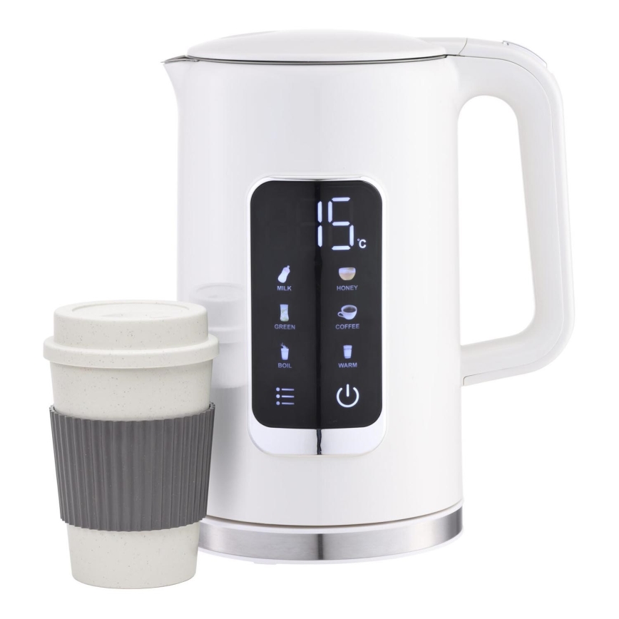 Vattenkokare med LCD display 1,7 l 2200W/230V vit + resemugg 450 ml
