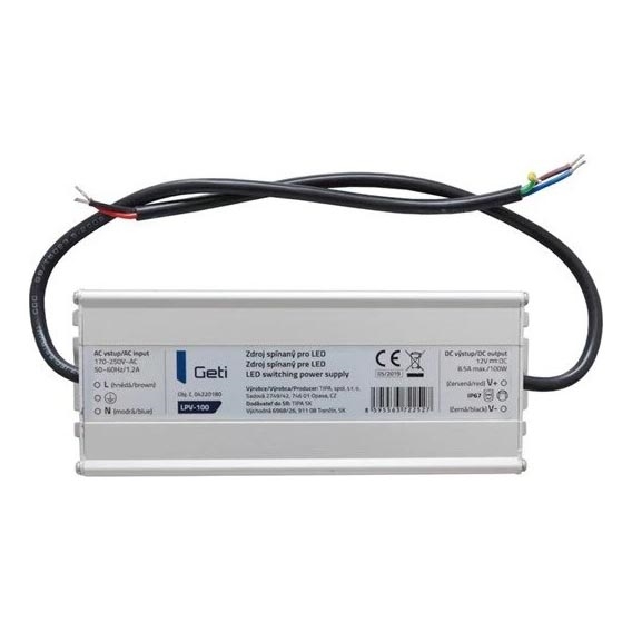 Växling av strömförsörjning för LED -remsor 100W/12V IP67