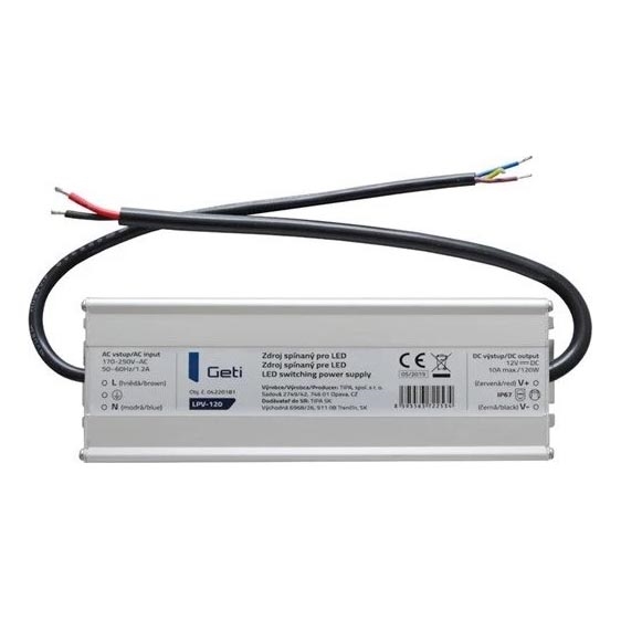 Växling av strömförsörjning för LED -remsor 120W/12V IP67