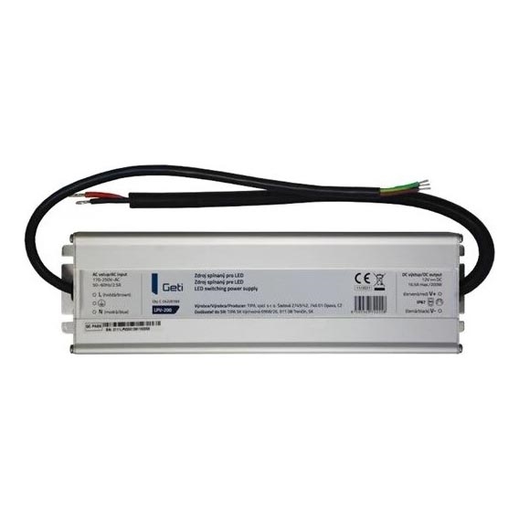 Växling av strömförsörjning för LED -remsor 200W/12V IP67