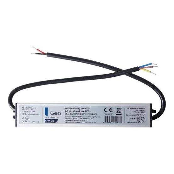 Växling av strömförsörjning för LED -remsor 20W/12V IP67