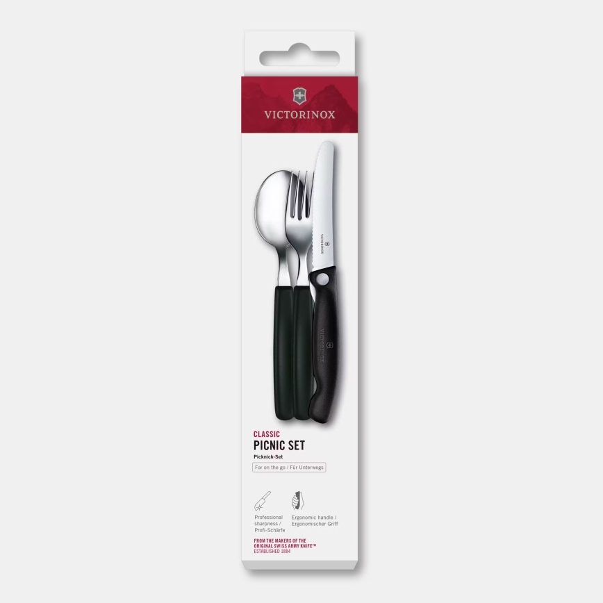 Victorinox - Bestickset för picknick SWISS CLASSIC, 3 delar, svart