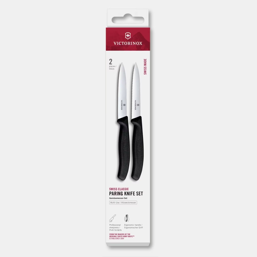 Victorinox - Köksknivset för grönsaker SWISS CLASSIC, 10 cm blad, 2 st, svart
