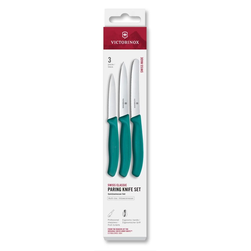 Victorinox - Set med 3 grönsaksknivar SWISS CLASSIC, turkos