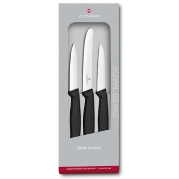 Victorinox - Set med 3 köksknivar för grönsaker, svart