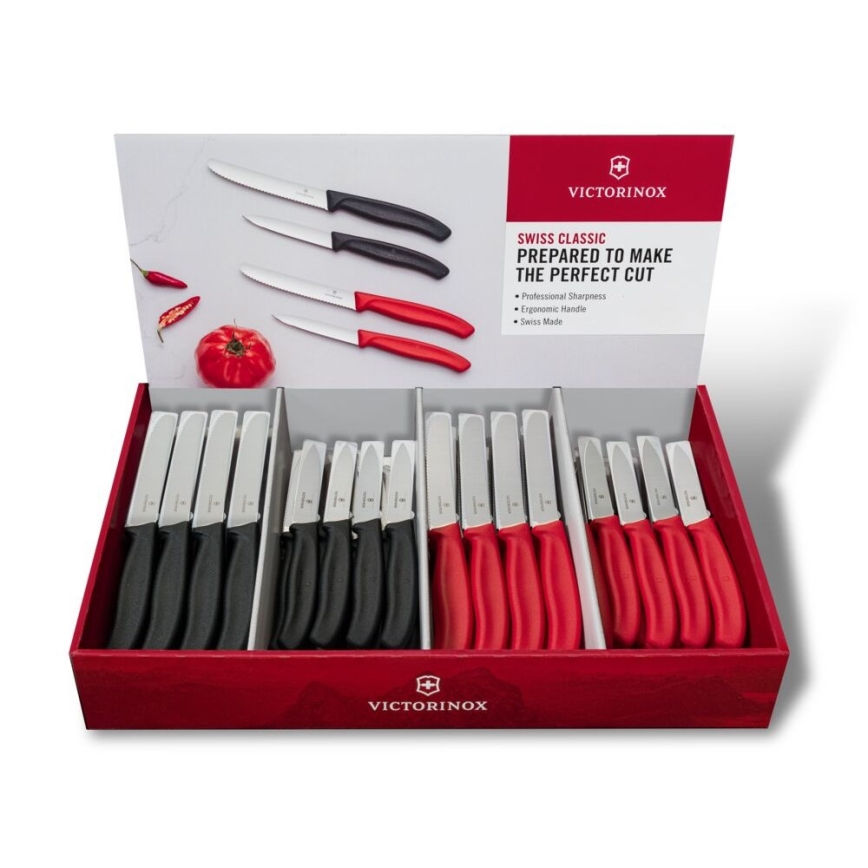 Victorinox - Set med 80 köksknivar för grönsaker SWISS CLASSIC svart/röd