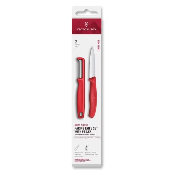 Victorinox - Set med kökskniv och grönsaksskalare SWISS CLASSIC, röd