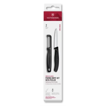 Victorinox - Set med kökskniv och skalare SWISS CLASSIC, svart