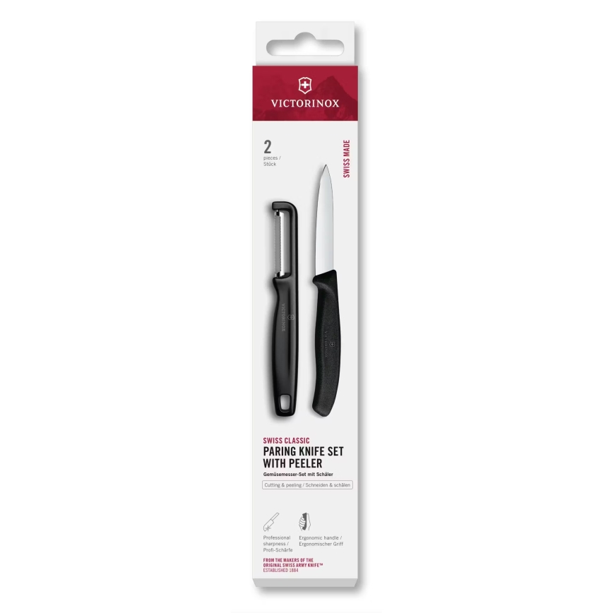 Victorinox - Set med kökskniv och skalare SWISS CLASSIC, svart