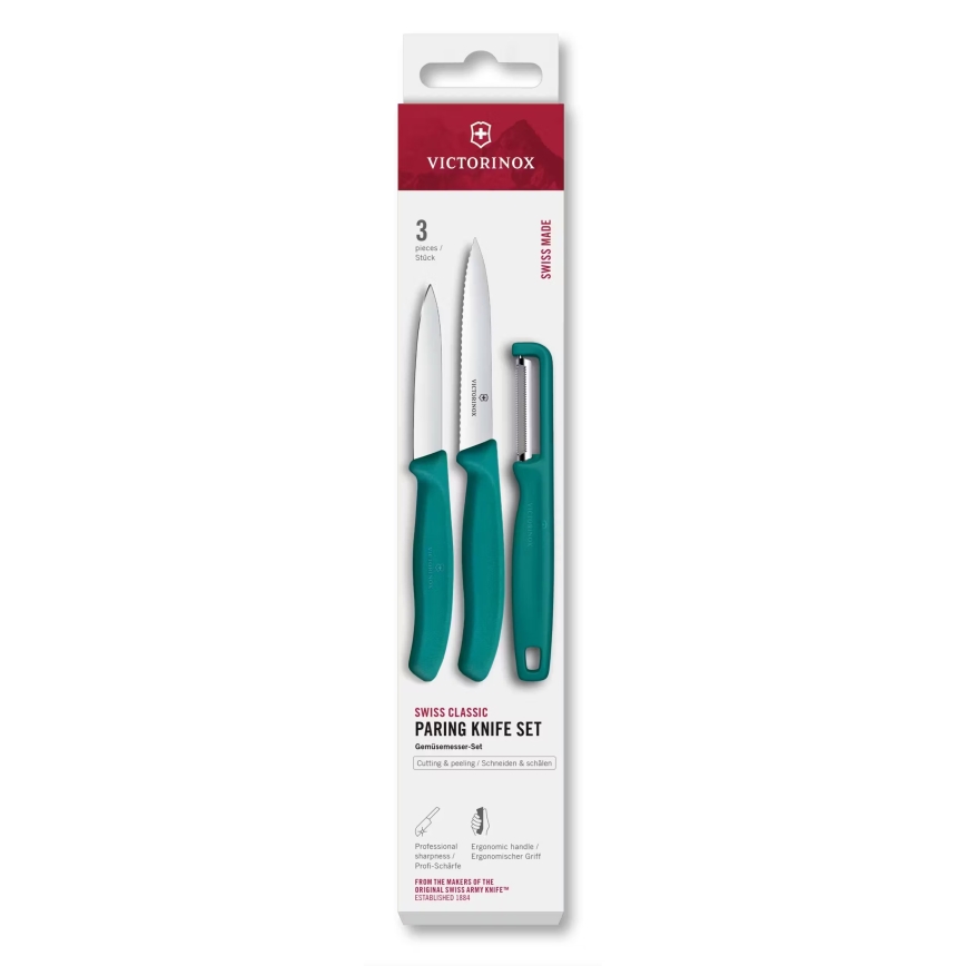 Victorinox - SWISS CLASSIC 3-delars köksknivset med skalare, turkos