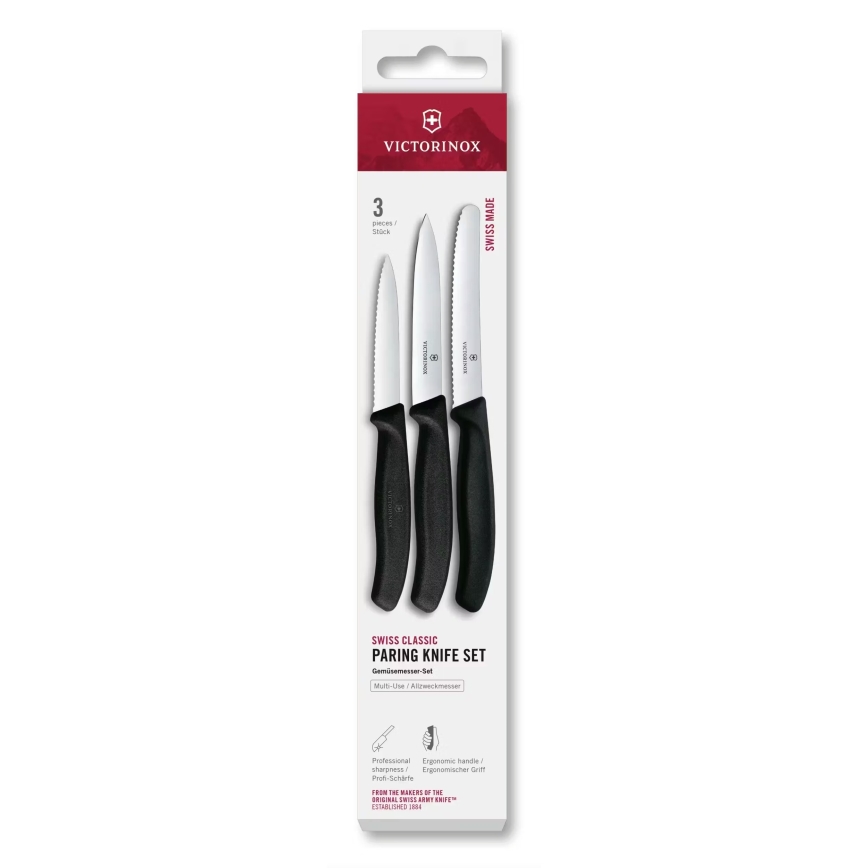 Victorinox - SWISS CLASSIC 3-delars set med grönsaksknivar, svart