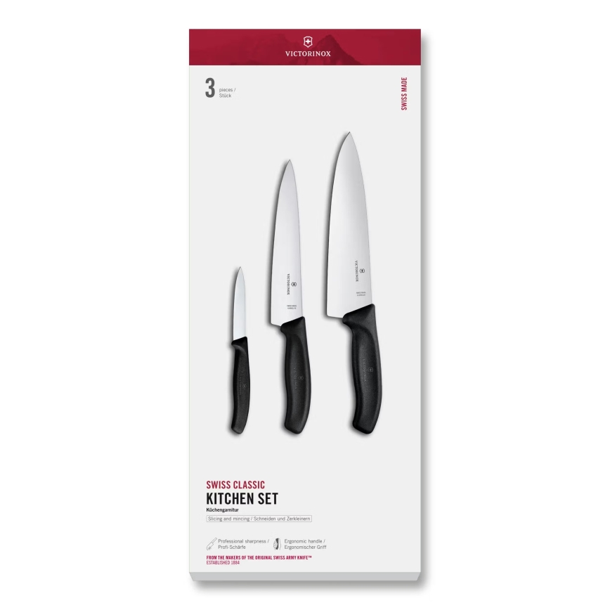 Victorinox - SWISS CLASSIC köksknivset, 3-delar, svart