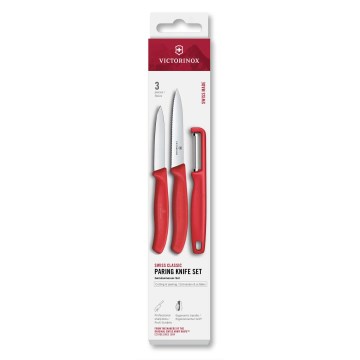 Victorinox - SWISS CLASSIC köksknivsset med skalare, 3 delar, röd