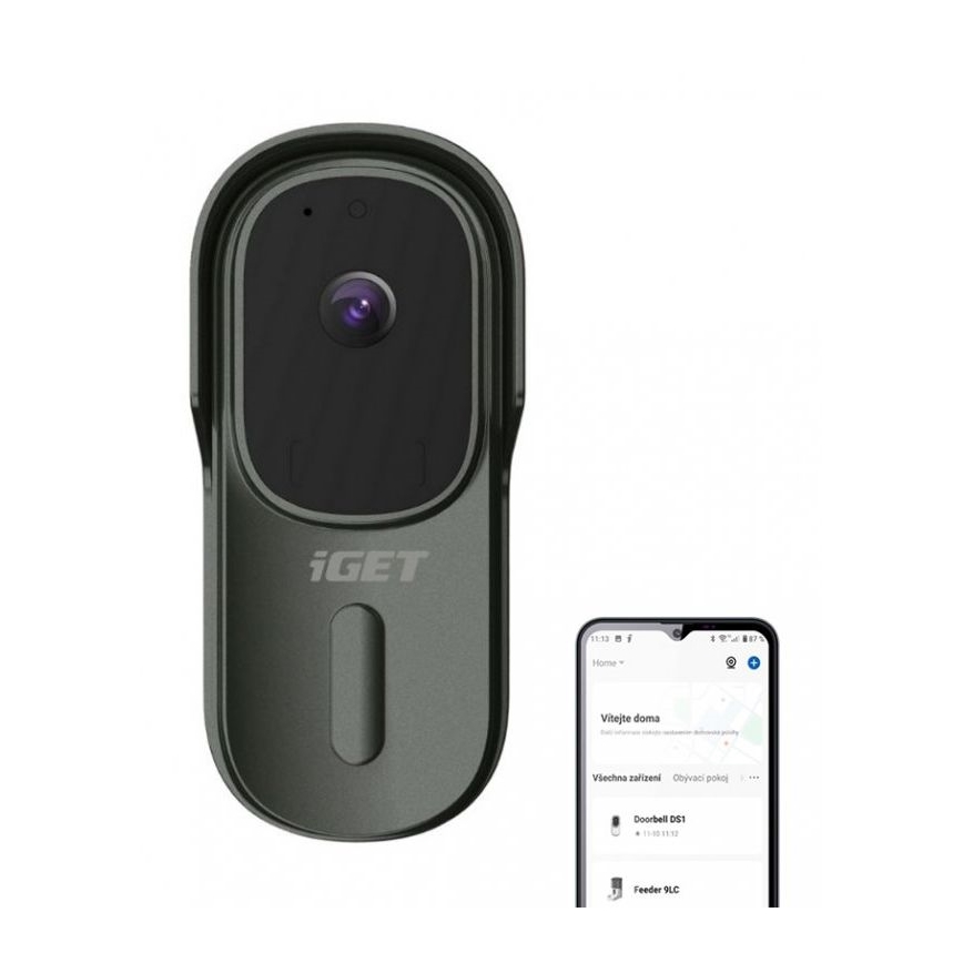 Video ringklocka med rörelsedetektor Full HD 1080p 5200 mAh IP65 Wi-Fi antracit