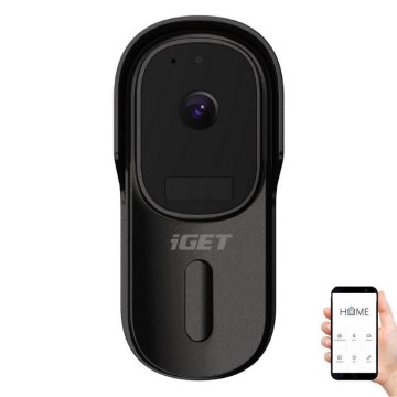 Video ringklocka med rörelsedetektor Full HD 1080p 5200 mAh IP65 Wi-Fi svart