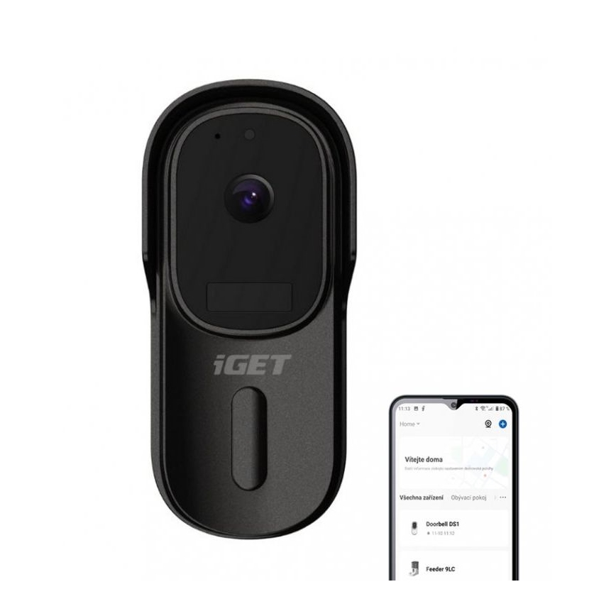 Video ringklocka med rörelsedetektor Full HD 1080p 5200 mAh IP65 Wi-Fi svart