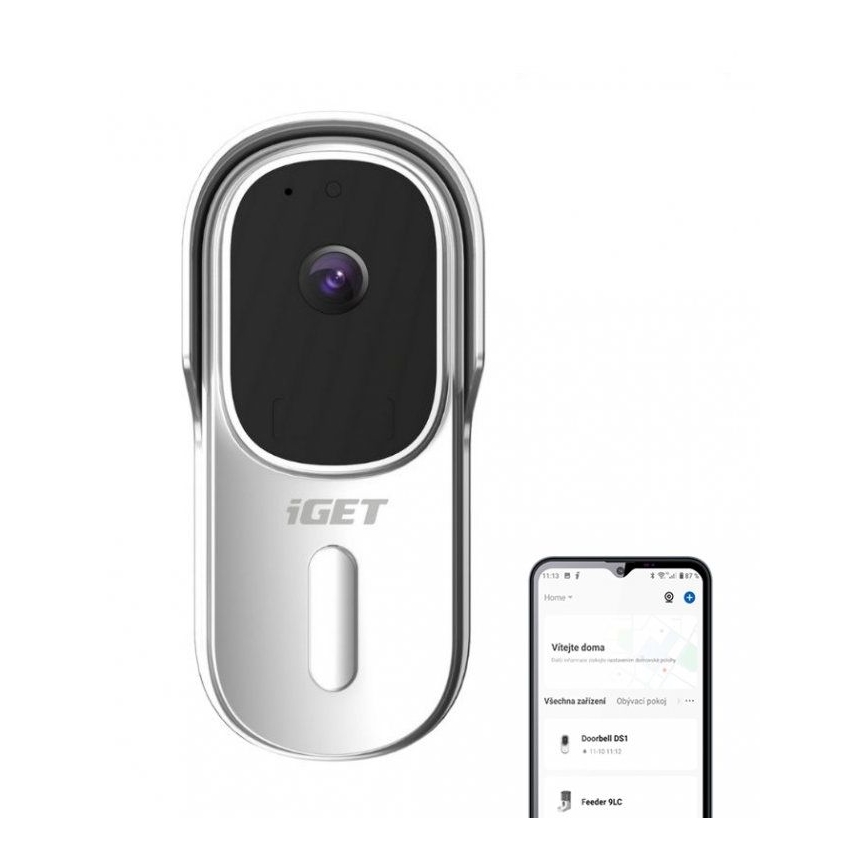 Video ringklocka med rörelsedetektor Full HD 1080p 5200 mAh IP65 Wi-Fi vit