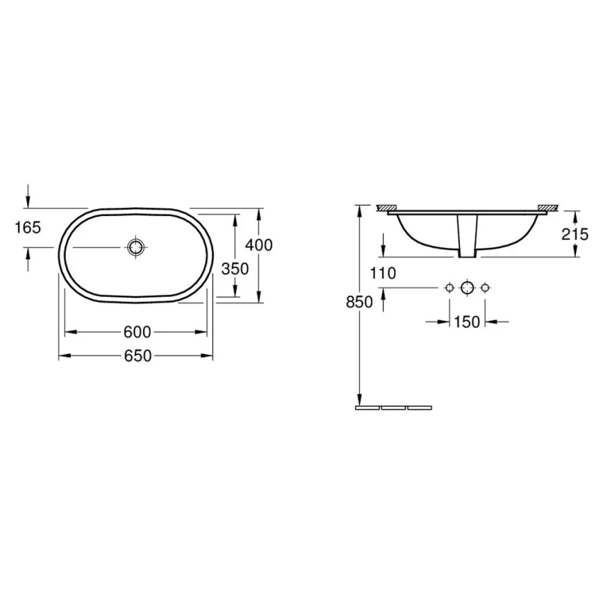Villeroy & Boch 41626001 - Infällt tvättställ O.NOVO 60x35 cm keramik/vit