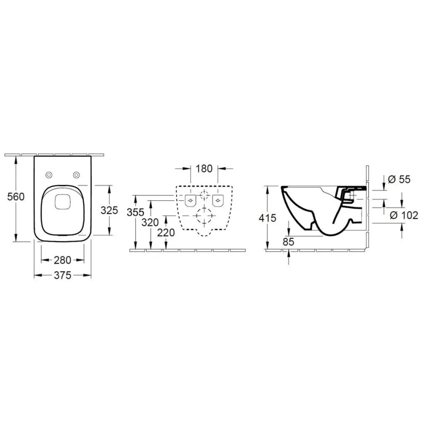 Villeroy & Boch 4611RS01 - Vägghängd WC med SoftClose-sits VENTICELLO, keramik/vit