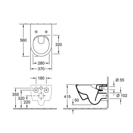 Villeroy & Boch 5614R0AM - Vägghängd WC SUBWAY 2.0 keramik/beige