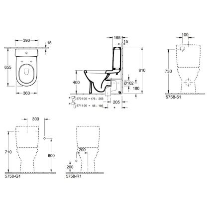 Villeroy & Boch 56581001 - WC-kombi O.NOVO, keramik/vit