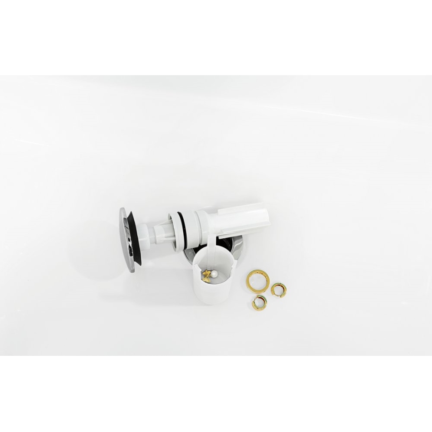 Villeroy & Boch 92198800 - Tvättställssifon PUSHOPEN, polerad krom/vit