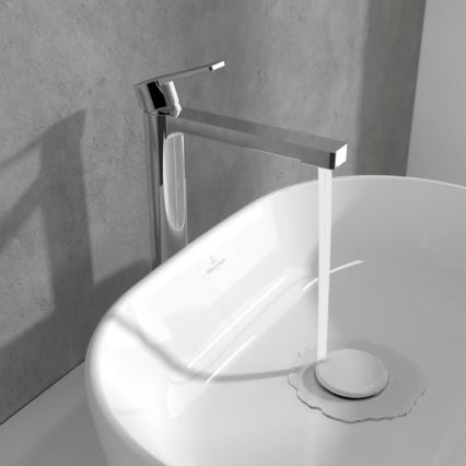 Villeroy & Boch TVW10300500061 - ARCHITECTURA tvättställsblandare med bottenventil, 32,9 cm, blank krom