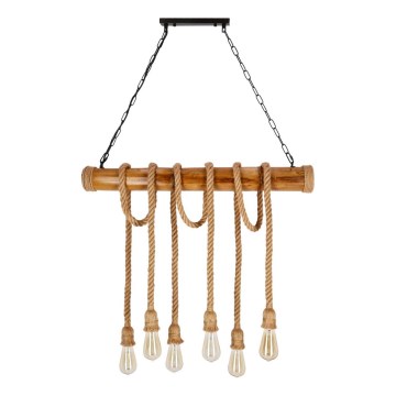 VINT 6xE27/40W/230V hängande lampa bambu