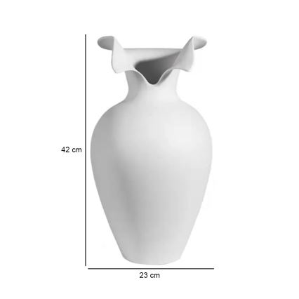 Vit keramisk vas 41,5 x 23 cm