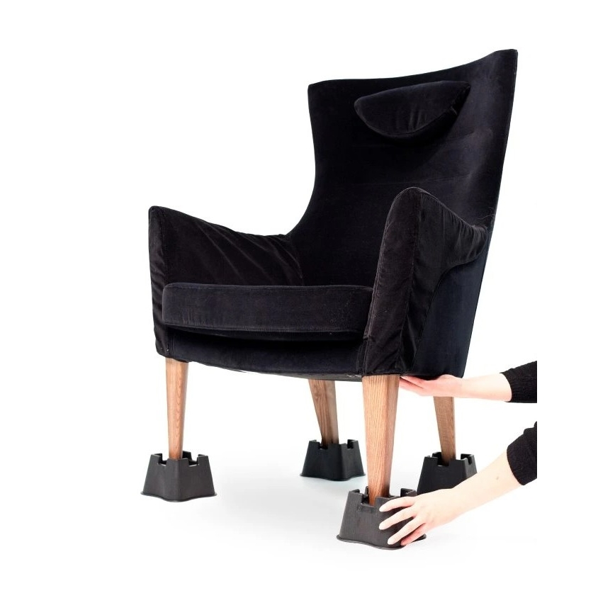 Vitility - Set med 4 sänghöjare, 7 cm, svart