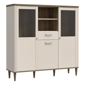 Vitrinskåp VIRO brun/beige