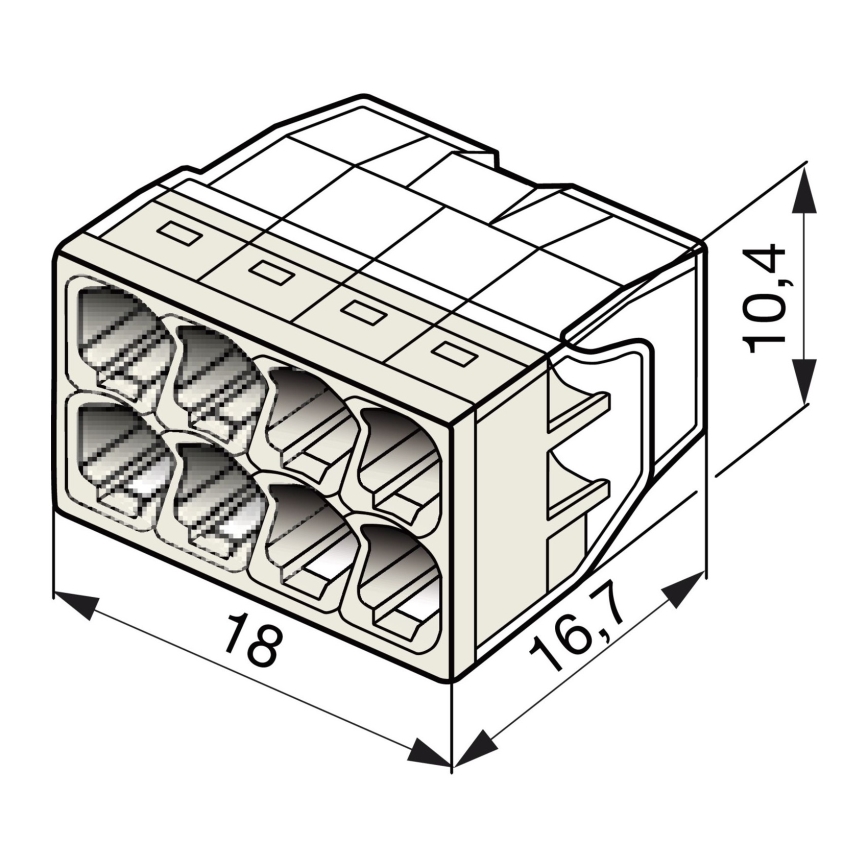 WAGO 2273-208 - Kopplingsdosa terminal COMPACT 8x2,5 450V vit