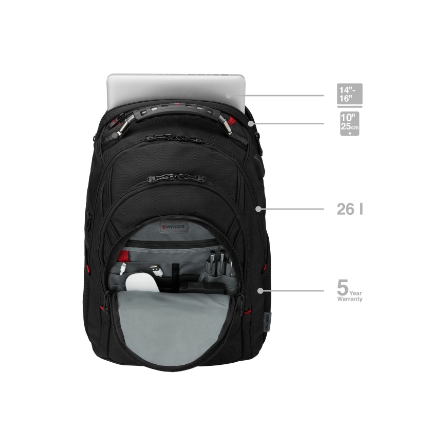 Wenger - Ryggsäck för bärbar dator 26 l 17 med fack för 10 surfplatta Ibex Ballistic Deluxe