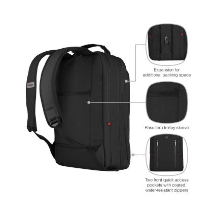 Wenger - Laptop ryggsäck 16 l 16" med ficka för surfplatta 12" Stad Traveler svart
